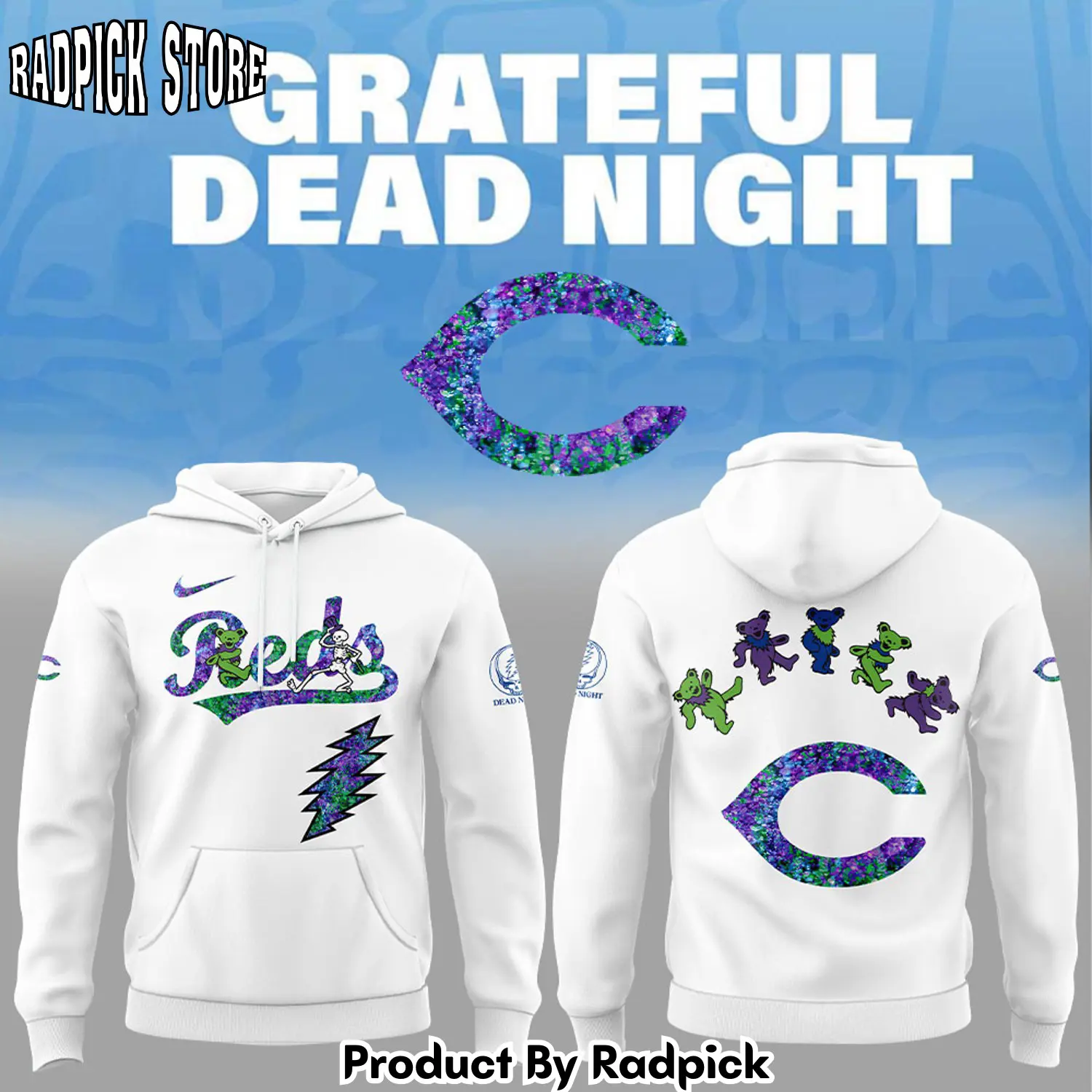Cincinnati reds grateful dead night v2 hoodie joggers hoodie and long pants set rp291853